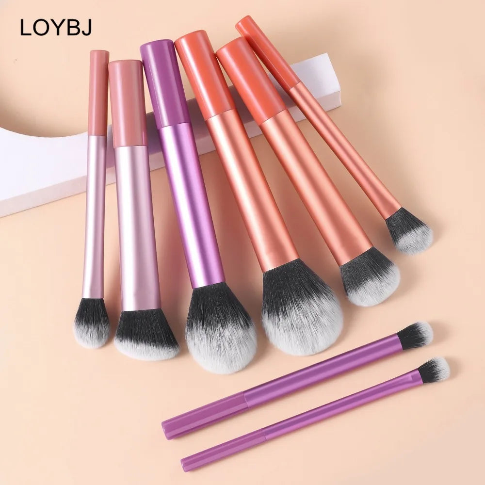 Lot de 8 pinceaux de maquillage pour fond de teint LOYBJ, poudre douce, fard à joues, contour, anti-cernes, fard à paupières, pinceau de maquillage professionnel