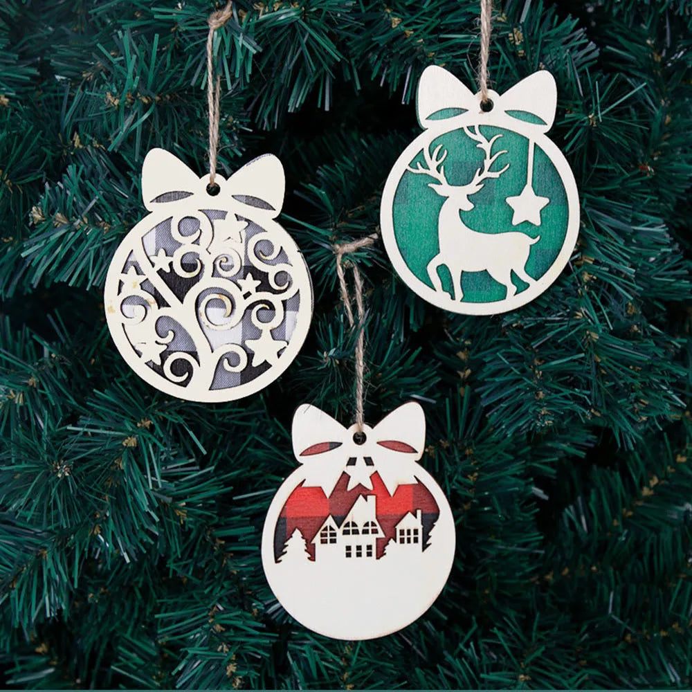 Pendentifs d'arbre de Noël en bois, décorations pour la maison