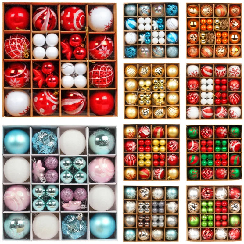Boules de Noël colorées – Lot de 42 ou 44 pièces en boîte, ornements suspendus pour sapin et décoration de maison