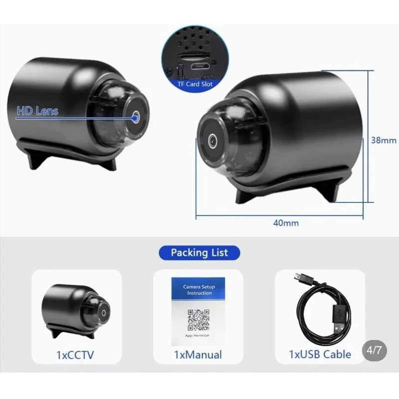 New Mini Compact Wireless WIFI Camera with Cyclic Static Function, X5 Sensor, HD1080P