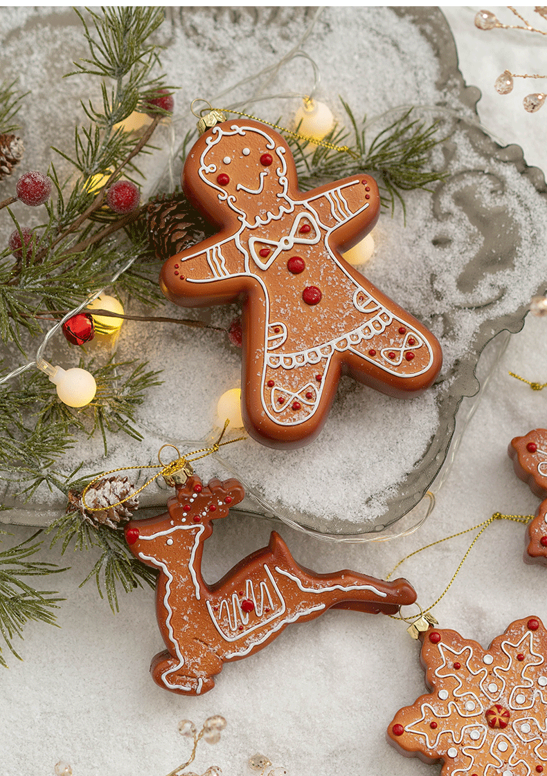 Weihnachtsdeko, Lebkuchenmann, kreativer Christbaumschmuck-Anhänger, Plätzchenmann, Schneeflocke, Elch