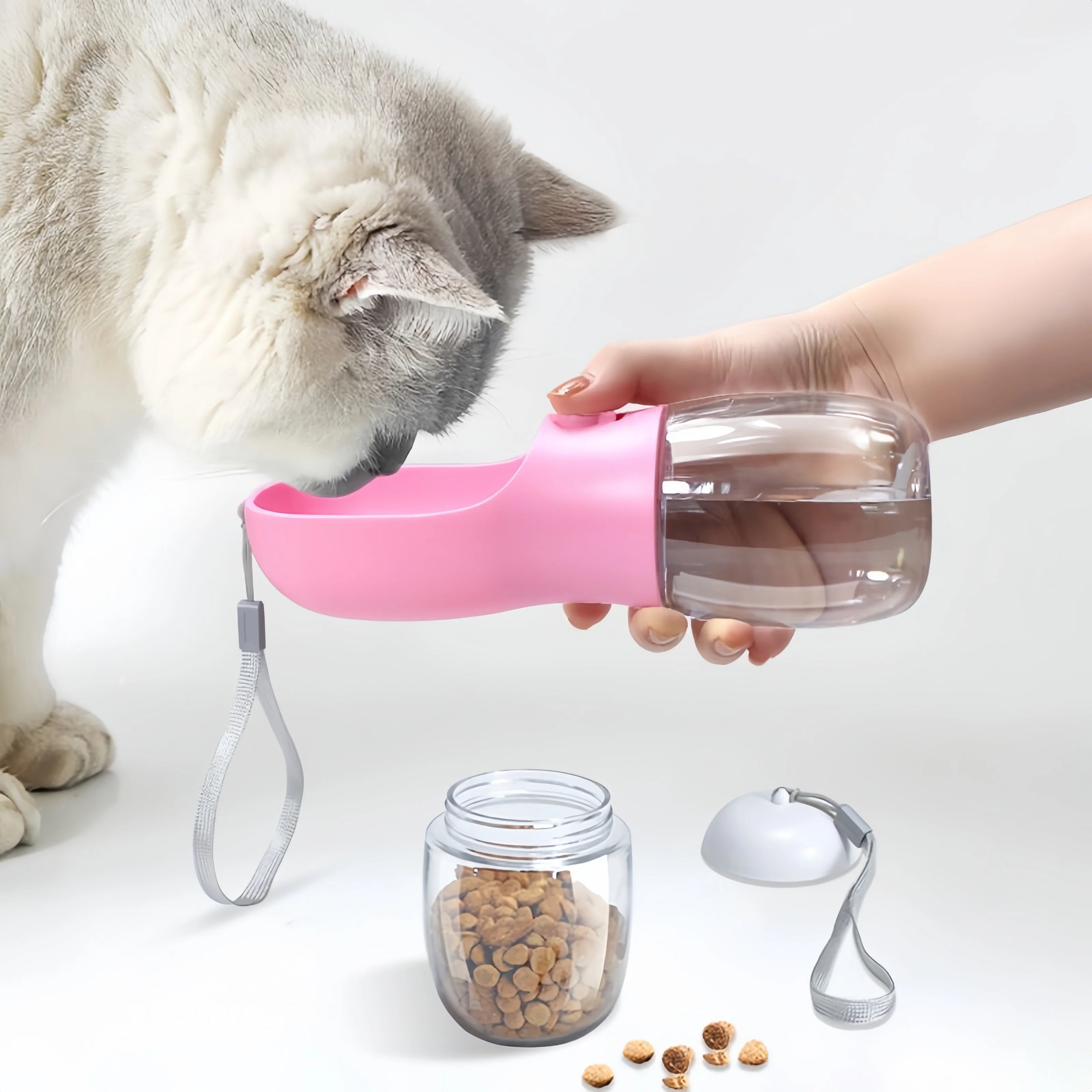 2 in 1 Dog Cat Water Bottle with Food Water Storage Container Puppy Pet Feeder Outdoor Travel Supplies