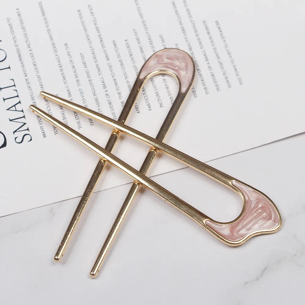 Women Metal U-shaped Hairpin U-shaped Hair Fork French Hairpin Simple Hair Accessories