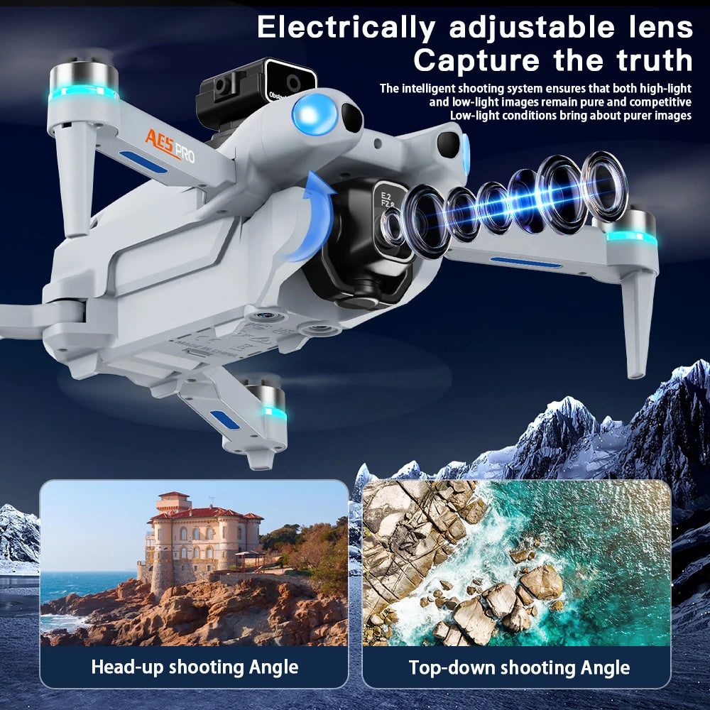 AE5 Drone 4K HD 8K – Double caméra 360°, moteur sans balais, écran pliable