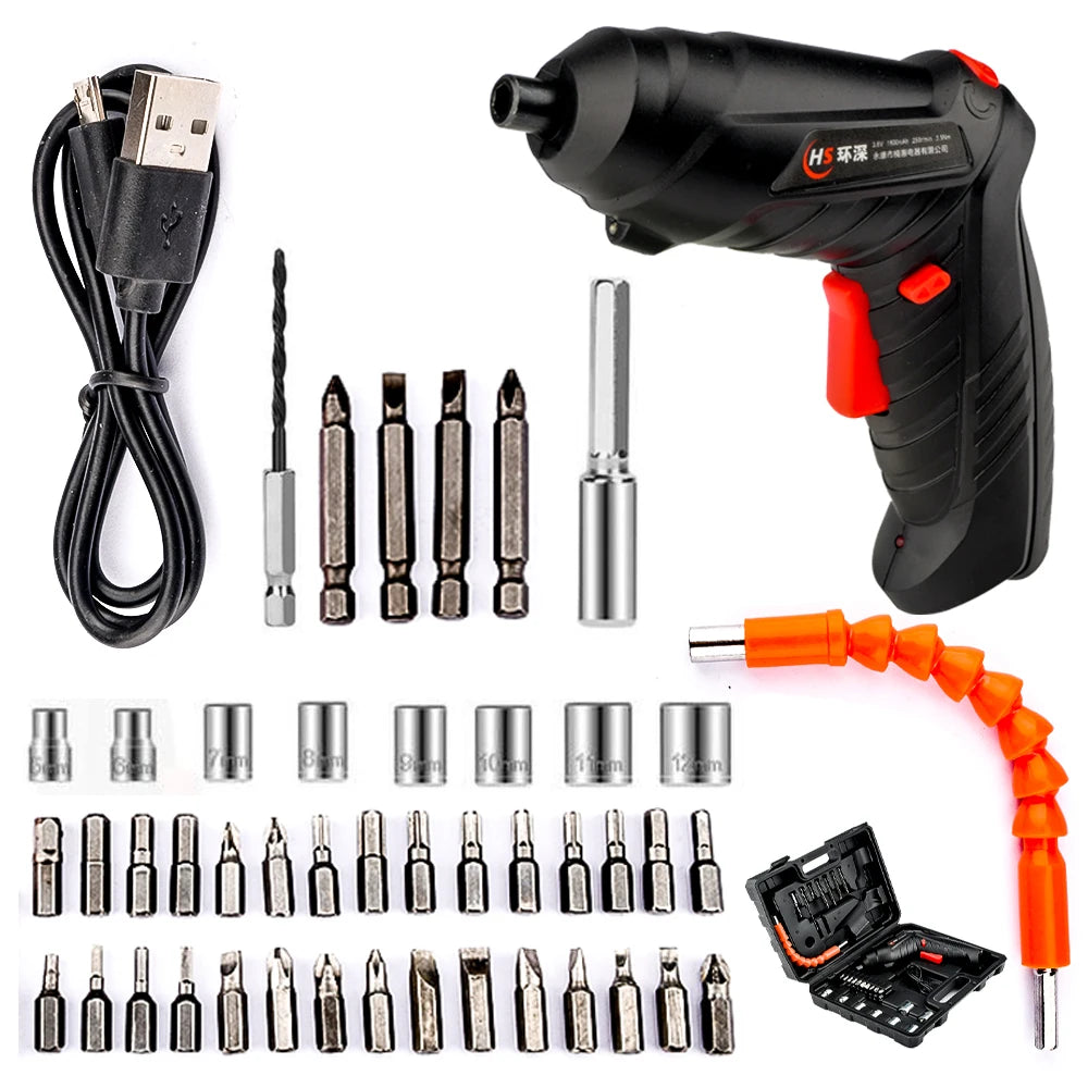 Multifunction Electric Screwdriver, Rechargeable Battery, 90°/180° Foldable Cordless Screwdriver 