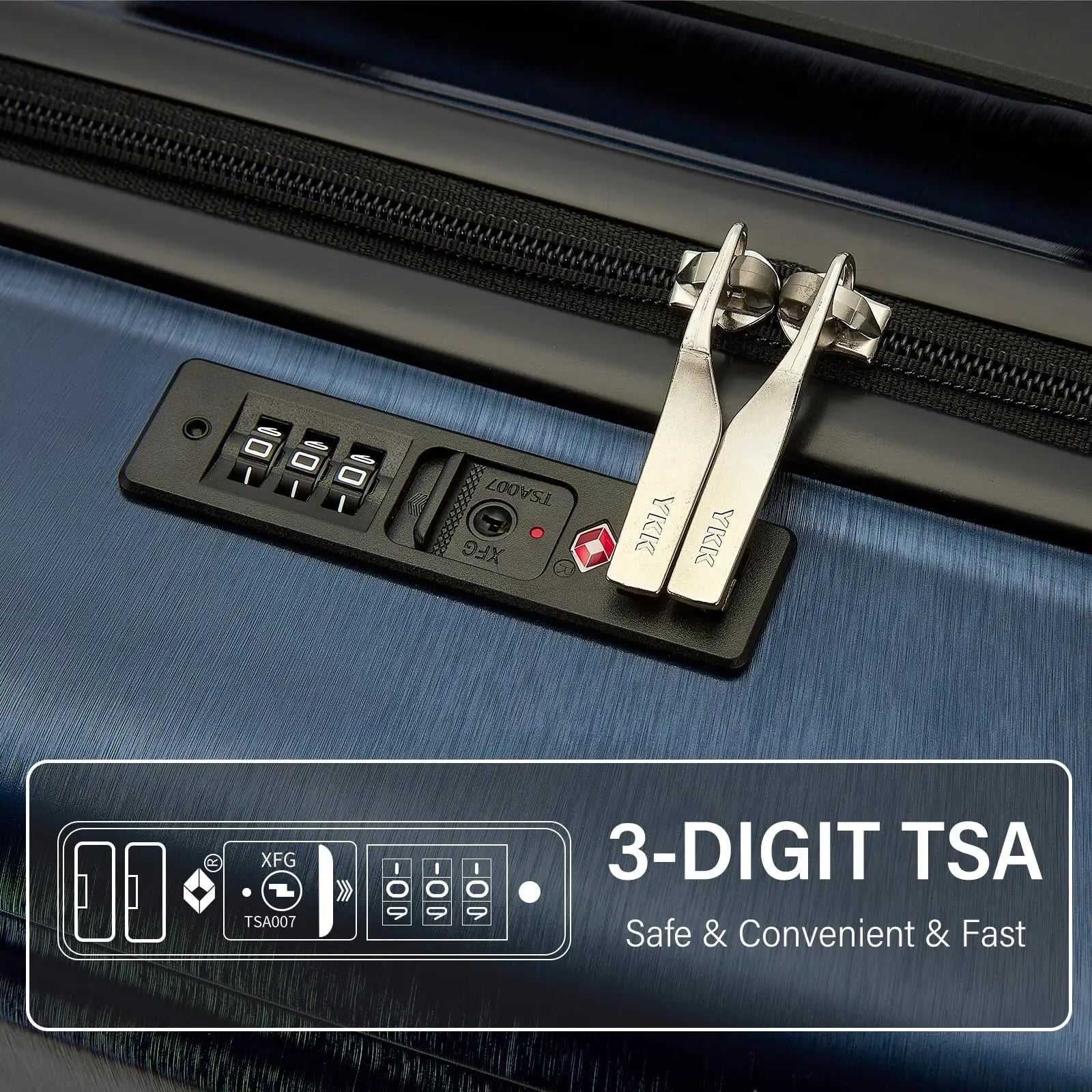 Valise rigide ABS + PC KONO, cabine et soute, serrure TSA et 4 roues pivotantes