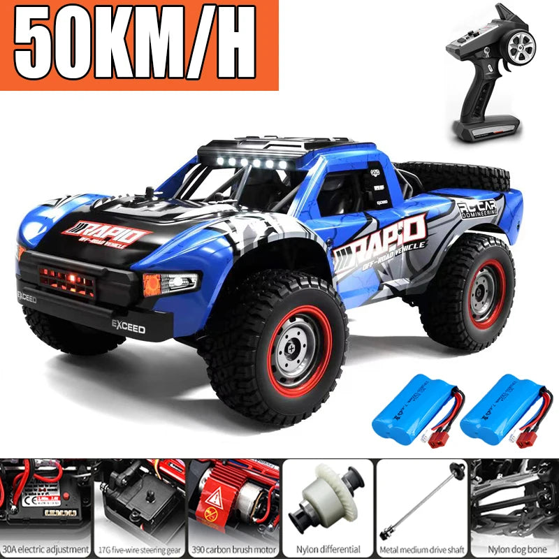 Voiture Rc tout-terrain 4x4, 50 km/h ou 75 km/h, moteur sans balais à grande vitesse, Monster Truck 1/16, voitures de course dans le désert/neige, jouets pour garçons