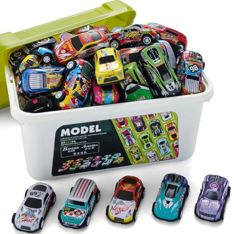 20-50Pcs Mini Inertia Car Set for Boys Pull Back Vehicle Plastic Model Collectible Kids Toys 