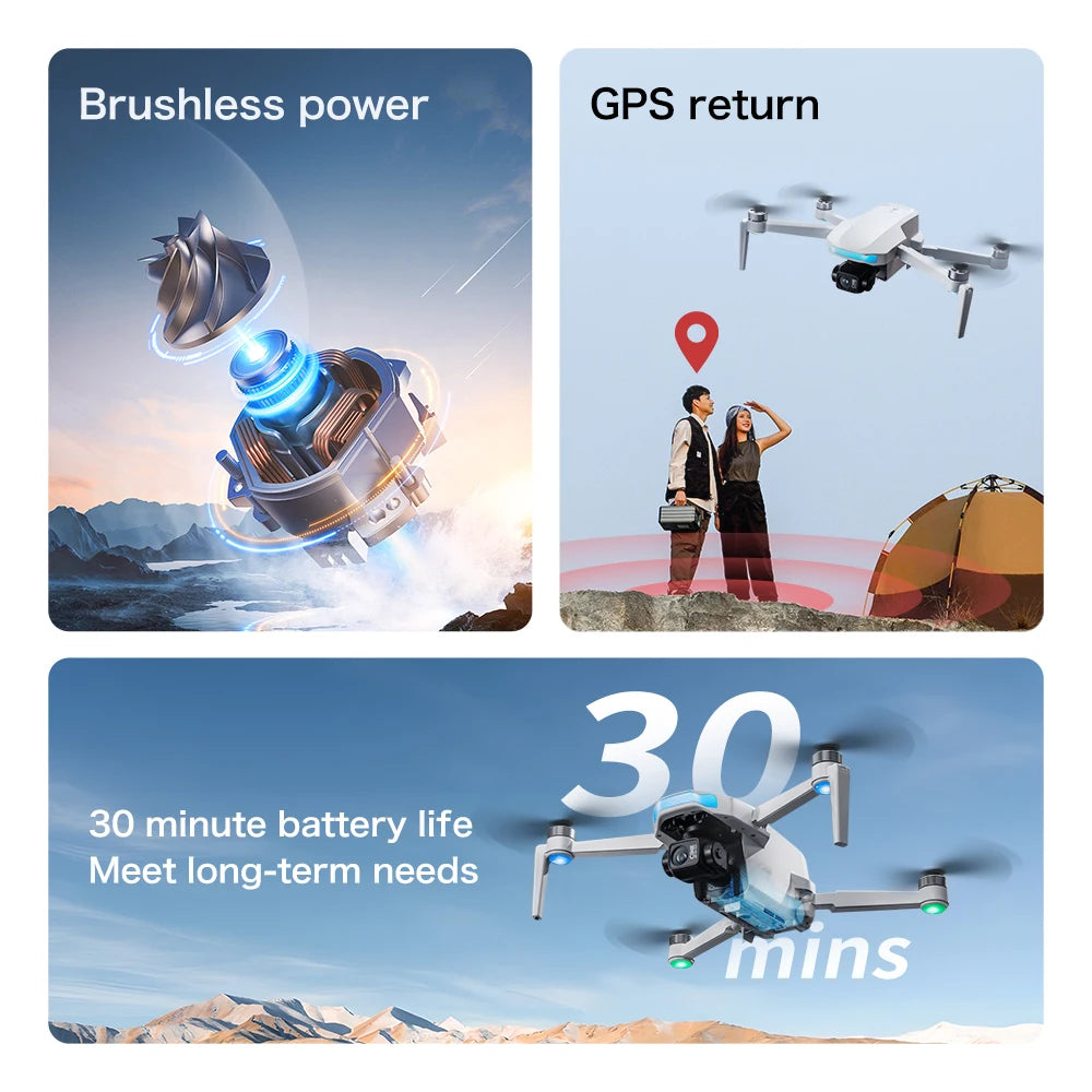2025 S-X1 GPS Pro Drone – 8K HD, Caméra 3 Axes avec Cardan EIS, Télécommande Écran 5G, Quadrirotor RC
