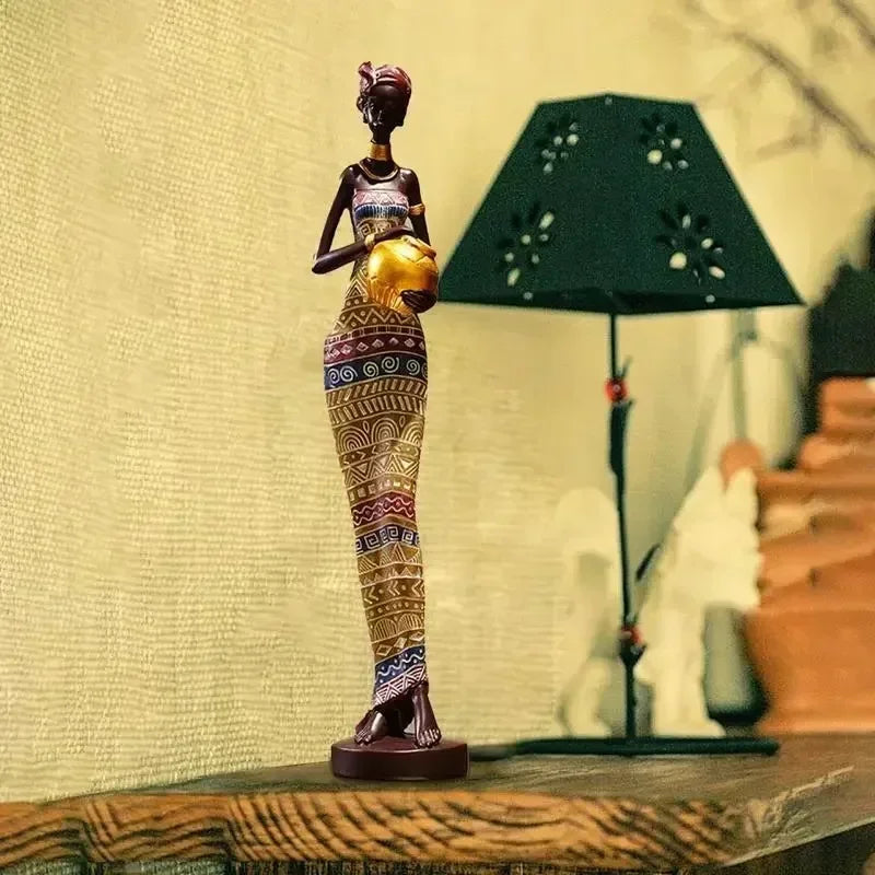 African Art Statuette for Home Decoration, Classic Style, Figurine for Living Room Interior 