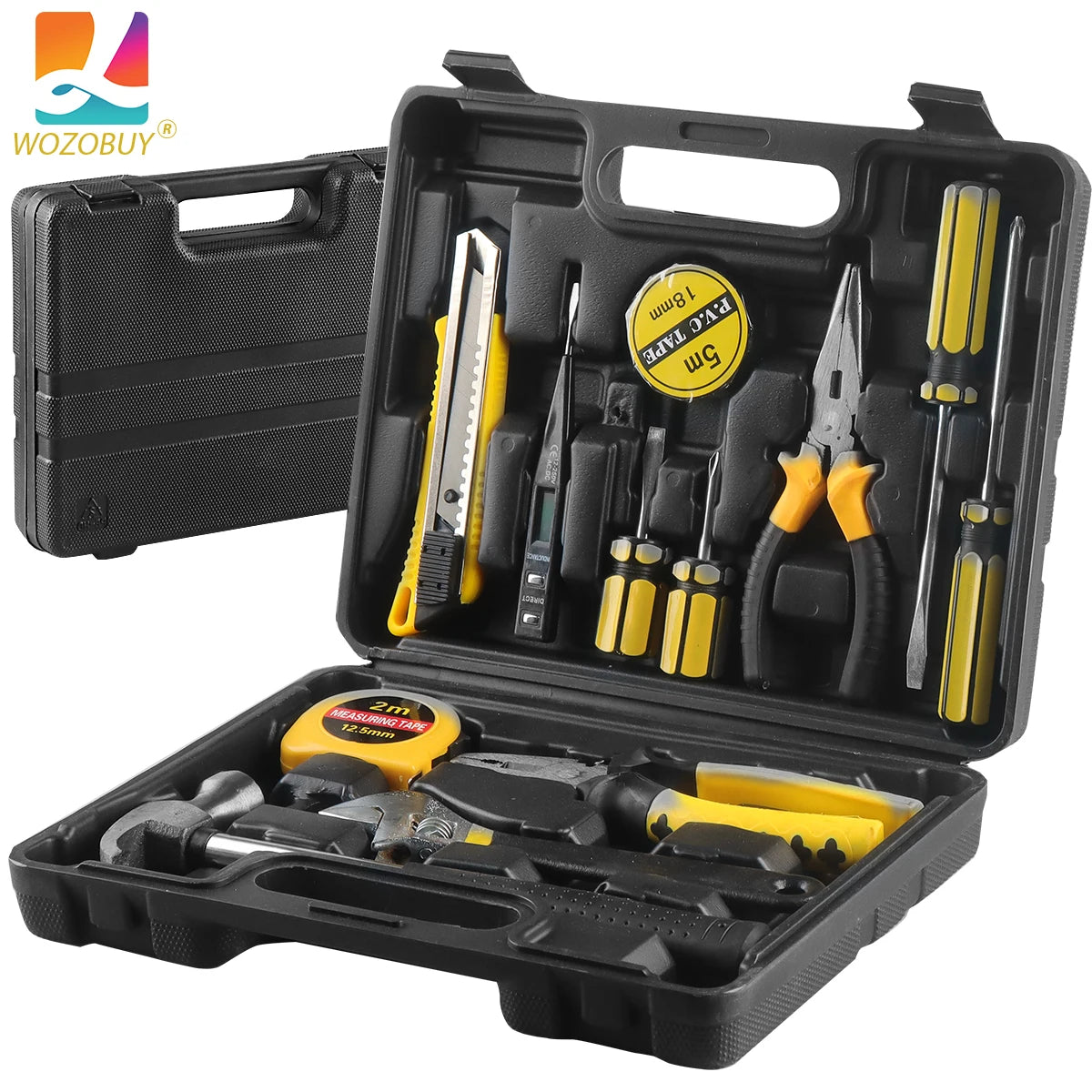 Hand Tool Kit with Plastic Toolbox, Tool Set, Storage Case, Used for Car Repair, Home Repair, 8pcs, 9pcs, 12pcs, 13pcs