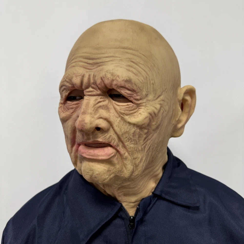 Masque Réaliste Vieil Homme en Latex Silicone – Modèle Long Cou, Toucher Doux