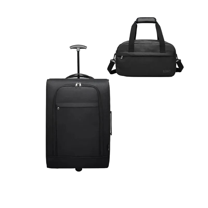 Étui léger en tissu à 2 vitesses avec sac à bandoulière KONO, chariot de cabine Noir
