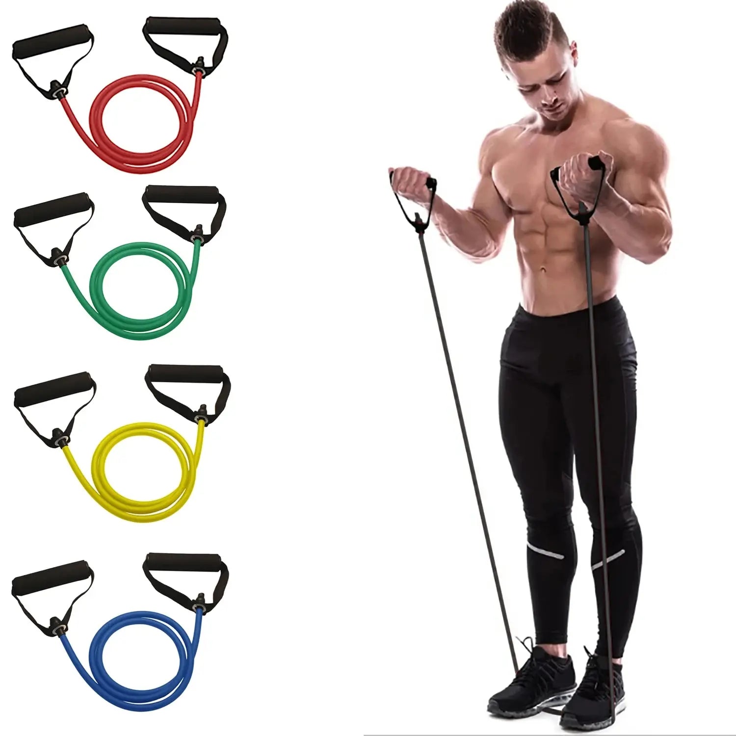 Workout Bands with Foy, Exercise Bands, Home Gym Equipment, Men and Women