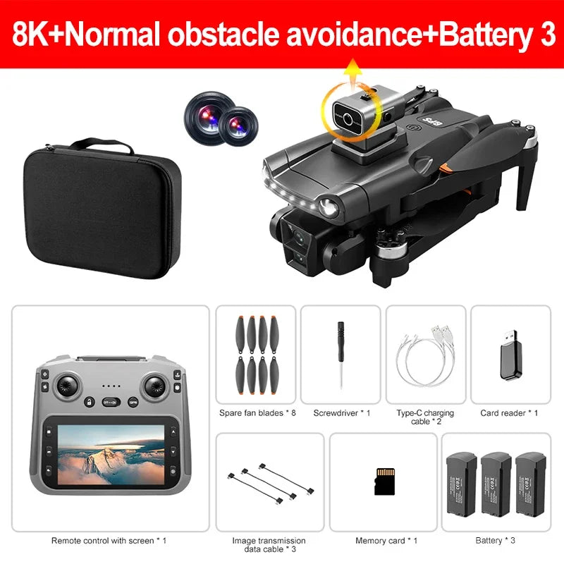 Drone GPS V198MAX 5G 8K – Double caméra, écran intégré, évitement d’obstacles laser