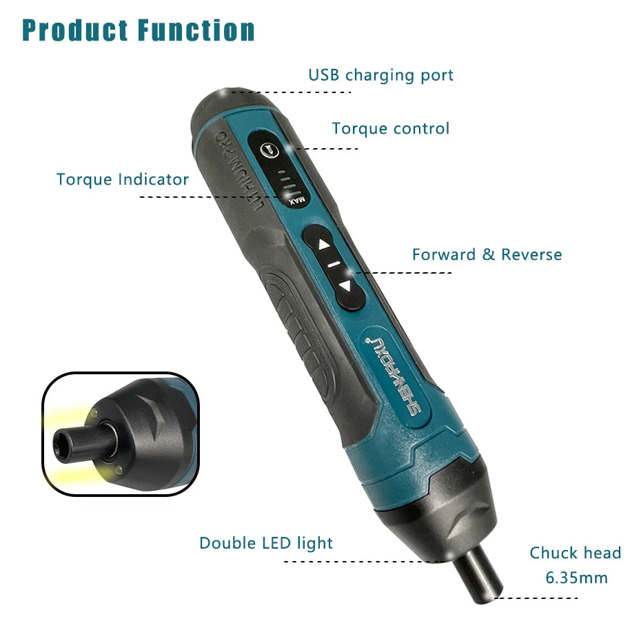 Cordless Electric Screwdriver Rechargeable 1300mah Lithium Battery Mini Drill 3.6V Power Tool Set Household Maintenance Repair