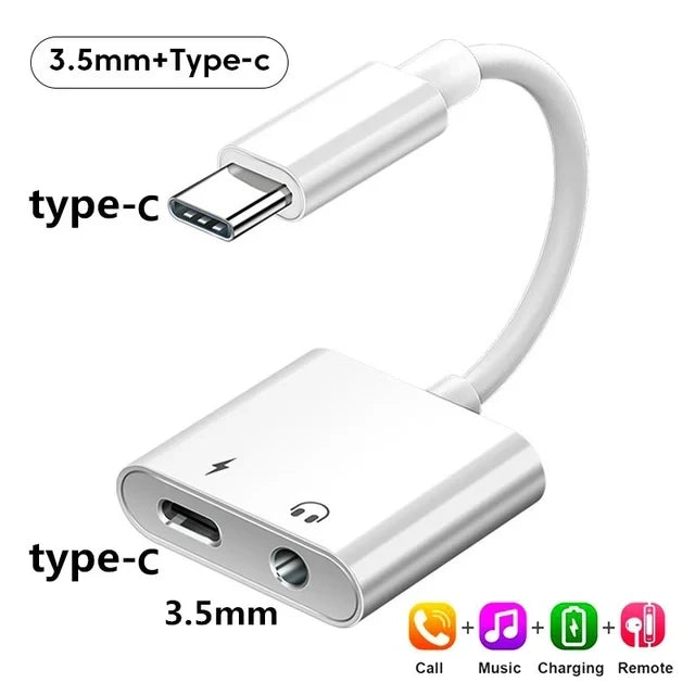Adaptateur Audio 2 en 1 USB-C vers Jack 3,5 mm, câble AUX Type-C pour écouteurs filaires Samsung Xiaomi Huawei