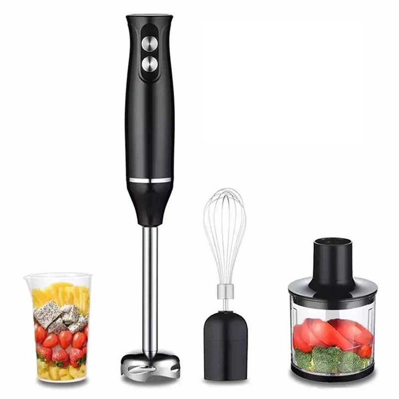 Mixeur Mélangeur Électrique 4 en 1 à Main par Immersion 500W – Lames Inox, Hachoir Viande & Légumes, Fouet à Œufs