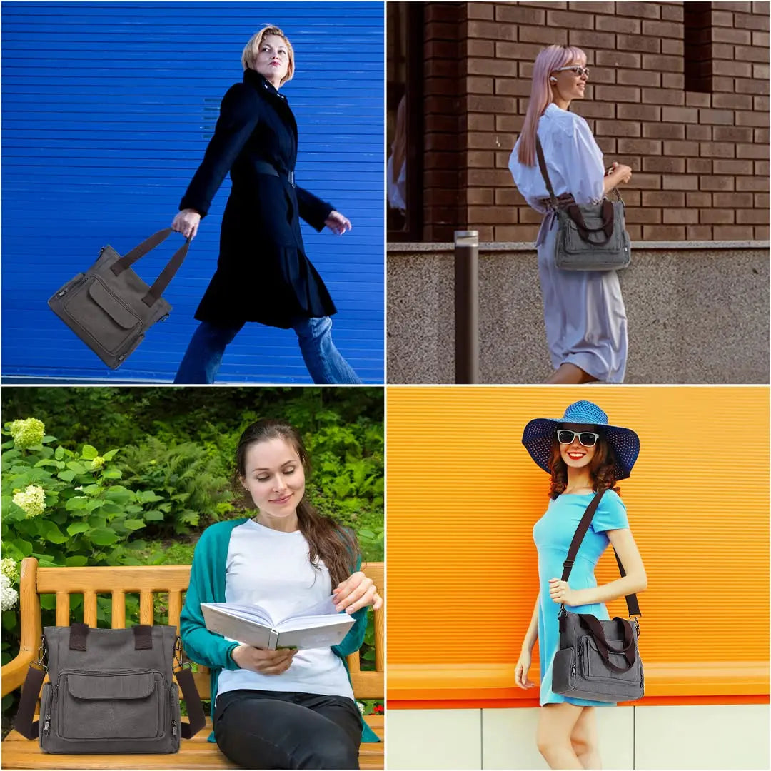 Grand sac à main en toile pour femmes KONO – Sac à bandoulière polyvalent, résistant et léger pour le travail, les voyages et le quotidien