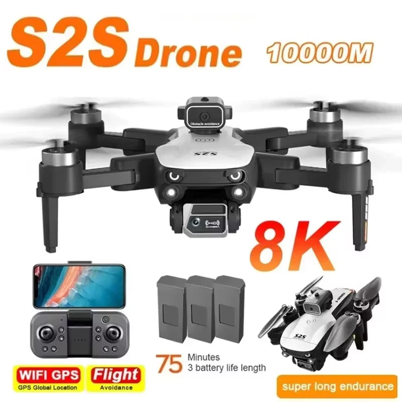 Drone S2S 8K 5G – GPS HD, double caméra, photographie aérienne professionnelle, évitement omnidirectionnel, moteur sans balais