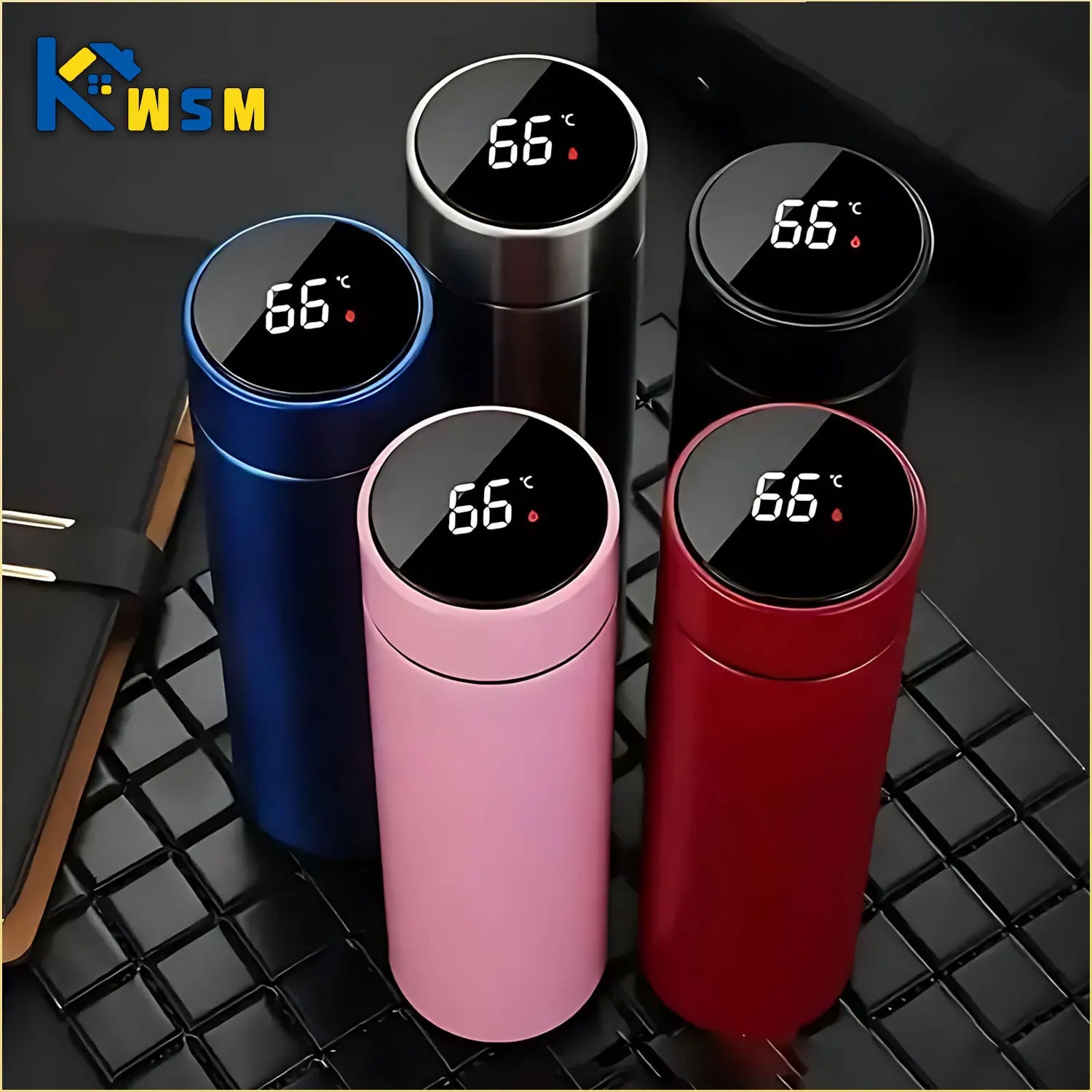 Thermos en acier inoxydable avec affichage de la température, bouteille thermos synchronisée, tasse isotherme sous vide extérieure, 500ml