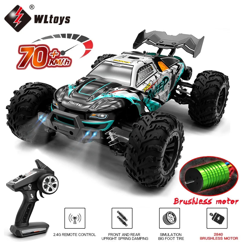 VersiRC RC Car with LED for Kids, Remote Control, Monster Drift High Speed, 4x4 Truck, Toys vs Wltoys 144001, 1:16, 70km, h or 50km, H 