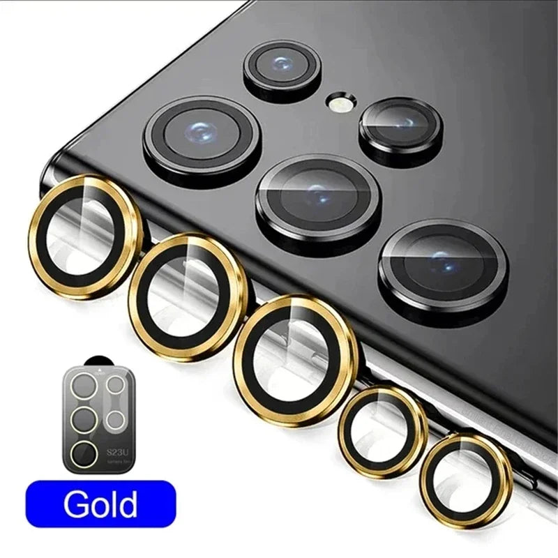 Anneau d'objectif en métal pour Samsung Galaxy S25 S24 S23 S22 Ultra Plus Z Fold 7 6 – Couvercle de protection d'appareil photo en verre trempé HD