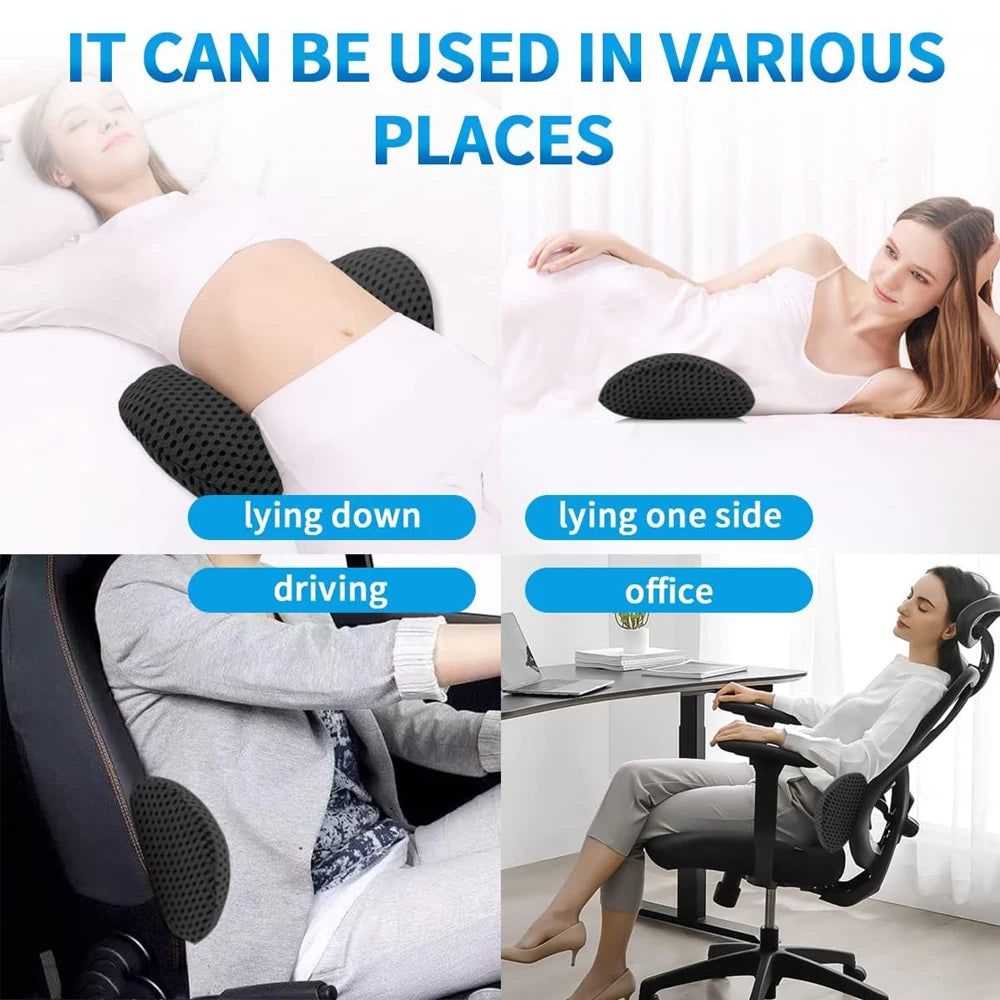 Memory Foam Lumbar Support Pillow, Back Pillow for Office Chair and Car Seat, Lower Back Support Pillow