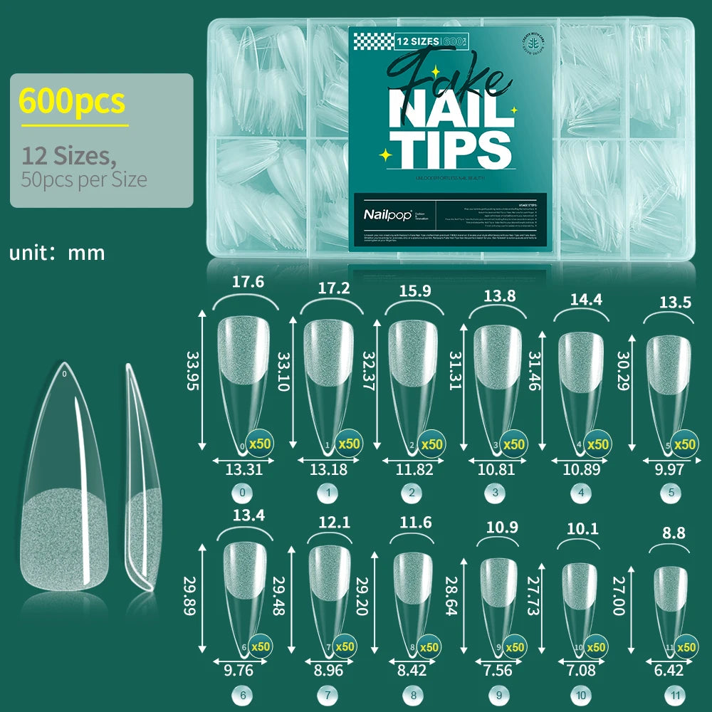 Faux Ongles Nailpop 600 pièces – Capsules Gel Souple Full Cover Multi-Formes