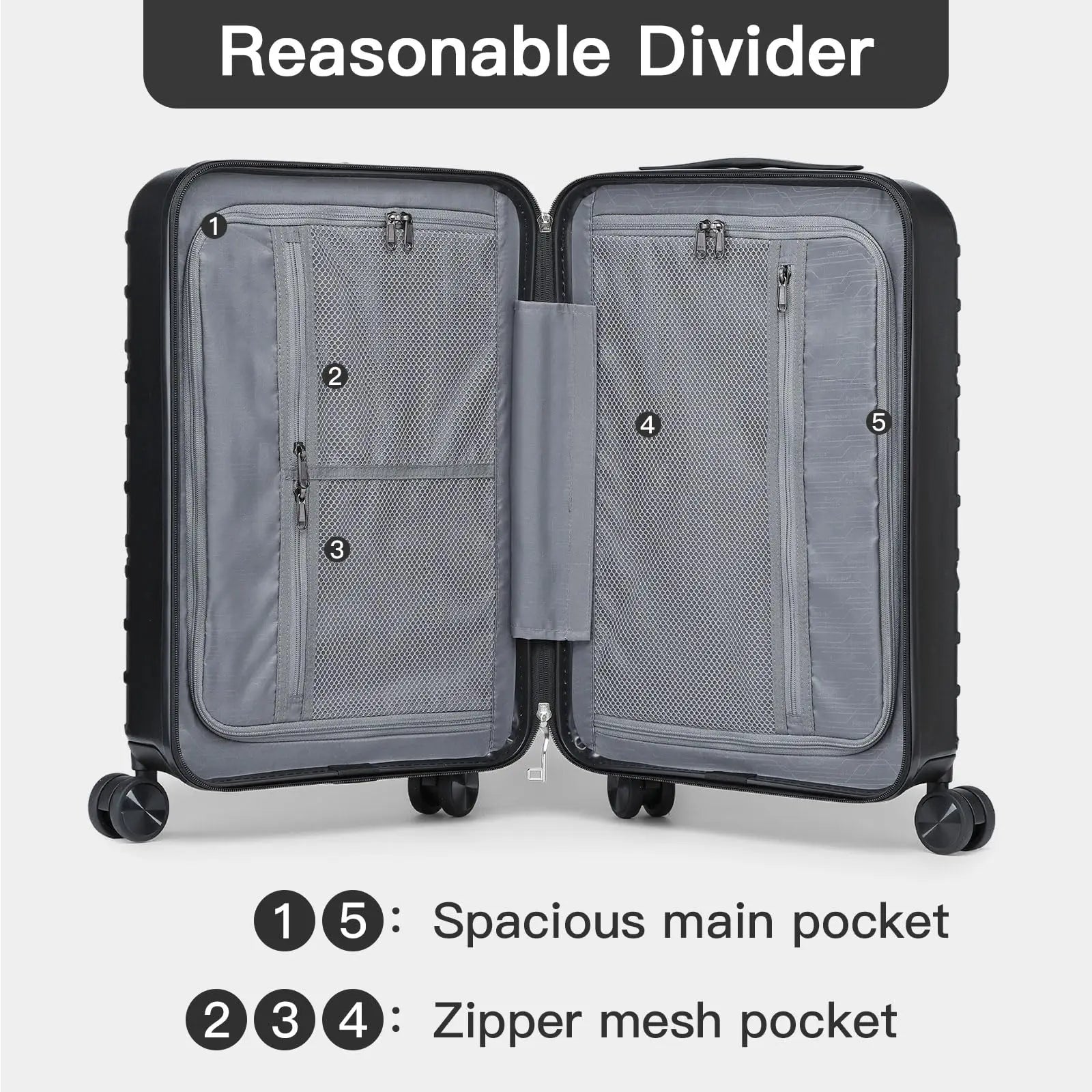 Valise Smile Case 20 pouces – Bagage à main 55×35×23 cm, coque rigide PP, 4 rouleaux Spinner, serrure TSA