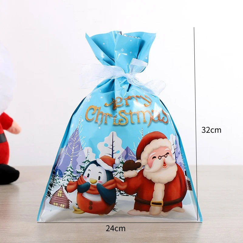 5/10 pièces emballage cadeau de noël sac à cordon joyeux noël père noël cadeaux sac Extra grande taille biscuits bonbons sacs Navidad