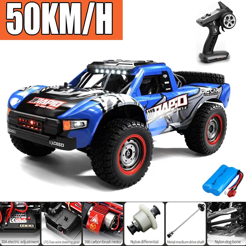Voiture Rc tout-terrain 4x4, 50 km/h ou 75 km/h, moteur sans balais à grande vitesse, Monster Truck 1/16, voitures de course dans le désert/neige, jouets pour garçons