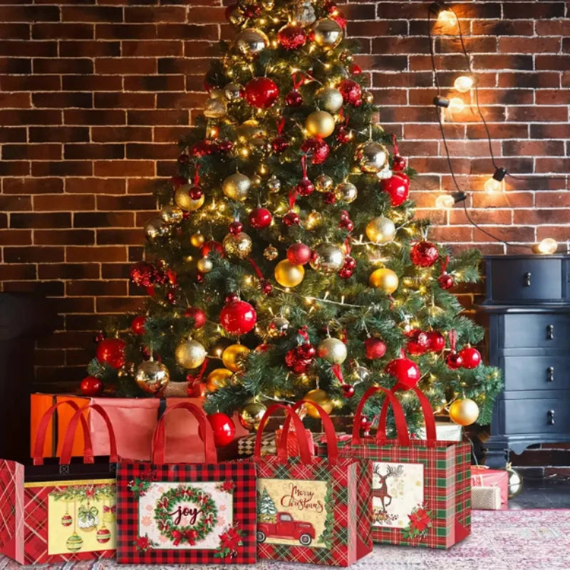 Sacs cadeaux de Noël non tissés avec poignées 4 ou 8 pièces