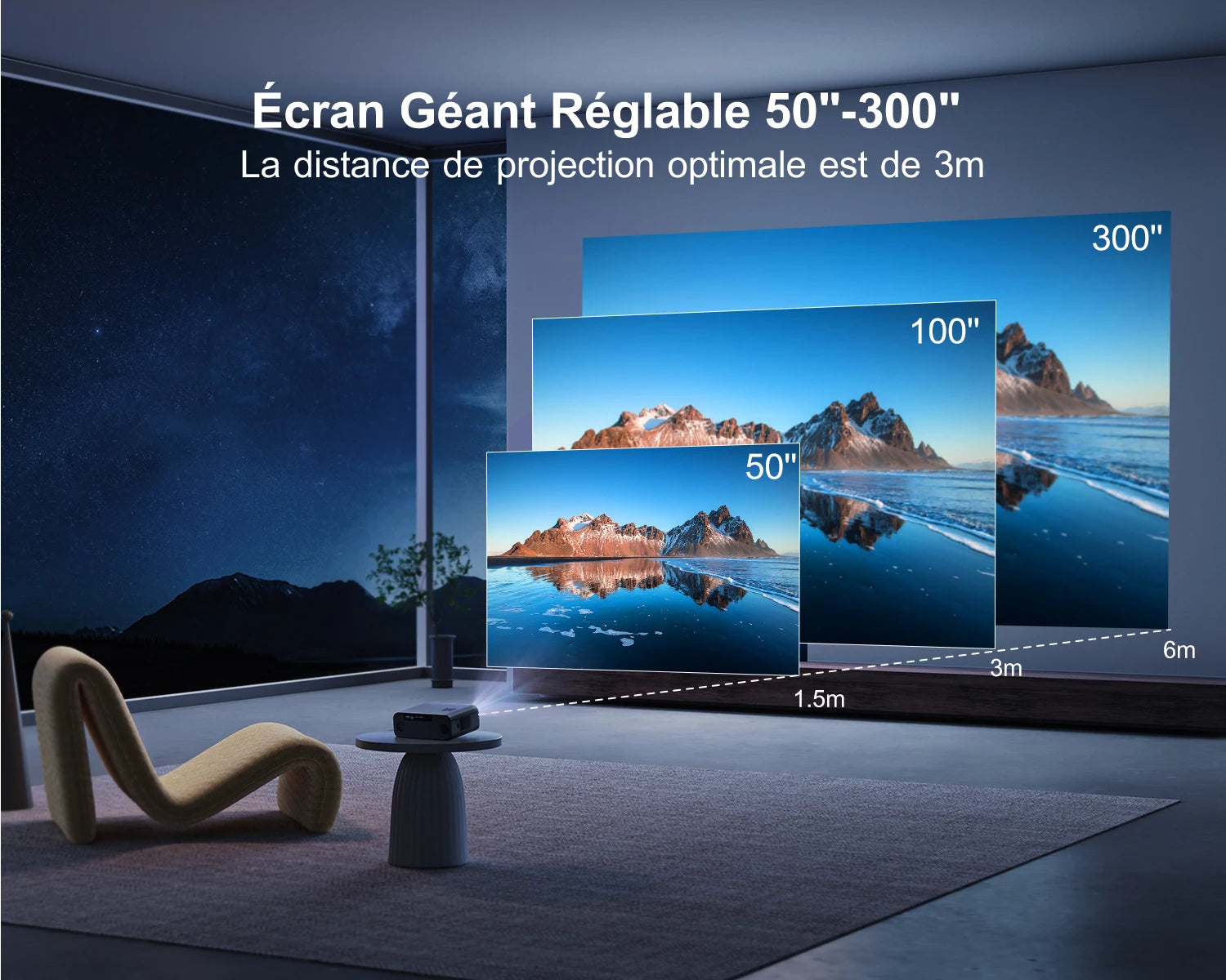 Projecteur Vidéo WiMiUS P62 1080P – Home Cinéma Portable WiFi6 Bluetooth