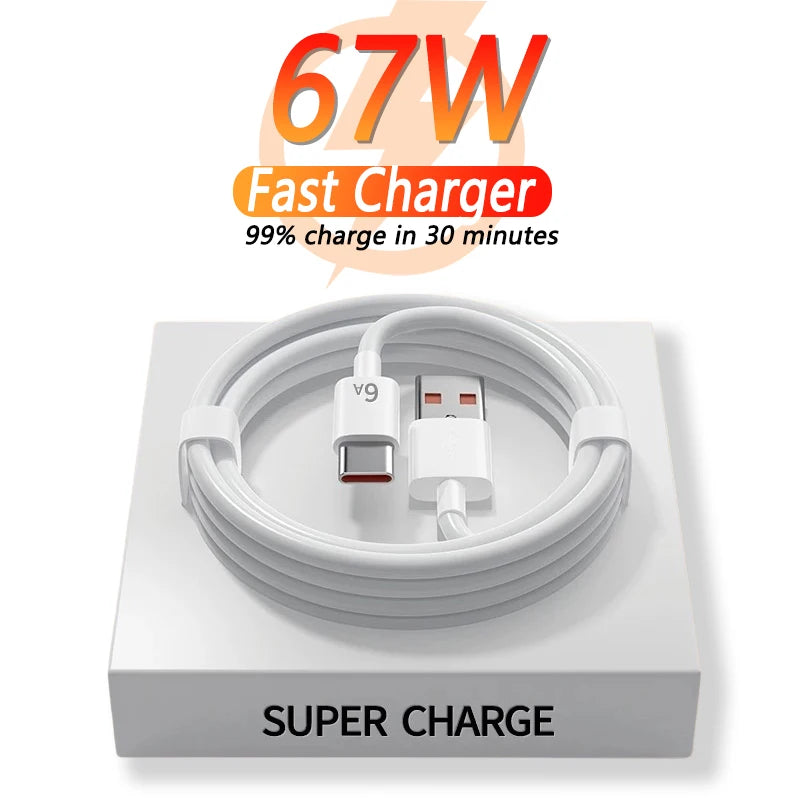 Câble de charge USB Super Rapide 67 W Xiaomi avec câble USB-C 6A – Adaptateur secteur haute puissance