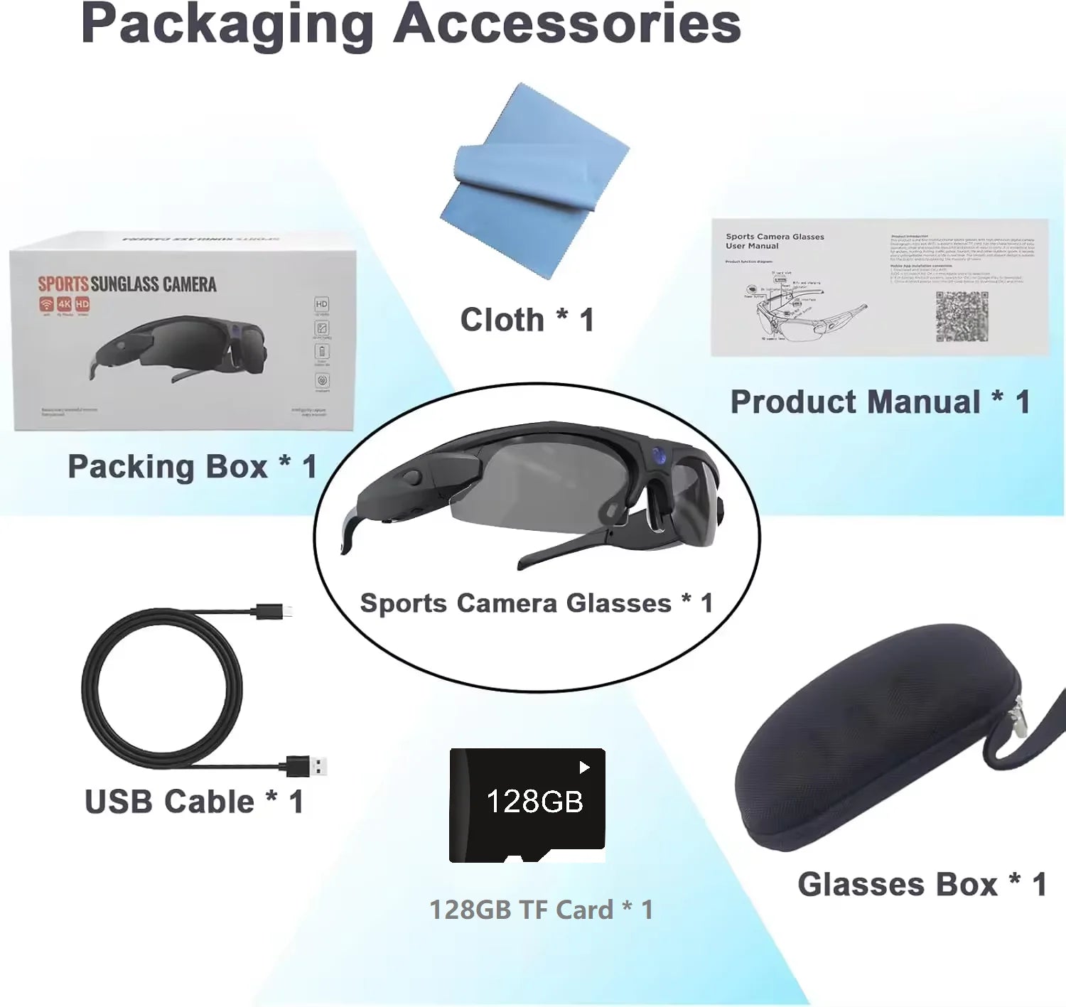 Lunettes intelligentes 4K FPV – Caméra WiFi 1080P/4K, Mini Caméra POV, Sport et Vlogging