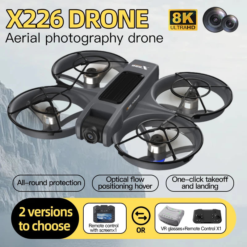 X226/X226VR Drone télécommandé professionnel 5G WIFI RC Drone quadrirotor évitement d'obstacles 8K HD double caméra FPV Mini jouets