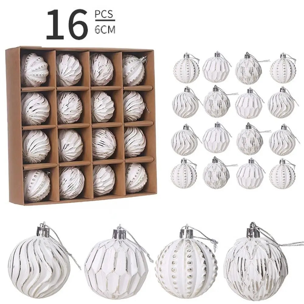 Galvanized Plastic Painted Christmas Balls Set, Christmas Tree Decor, 6cm, 16 Pieces