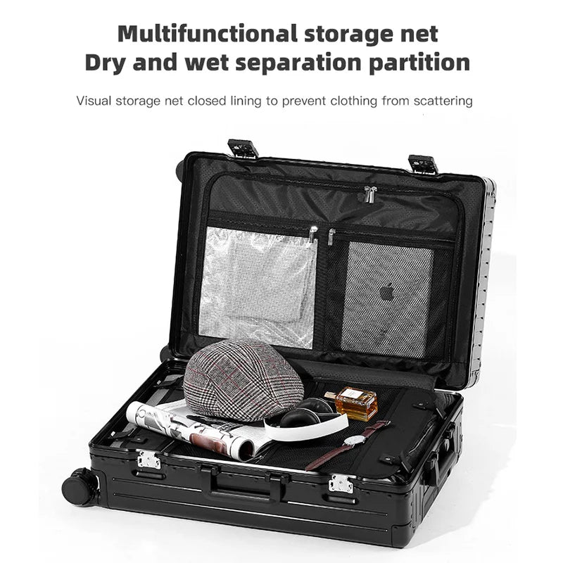 Valise rigide en alliage d’aluminium et de magnésium SUSHIMU – bagage à roulettes, 20, 24, 26 et 28 pouces