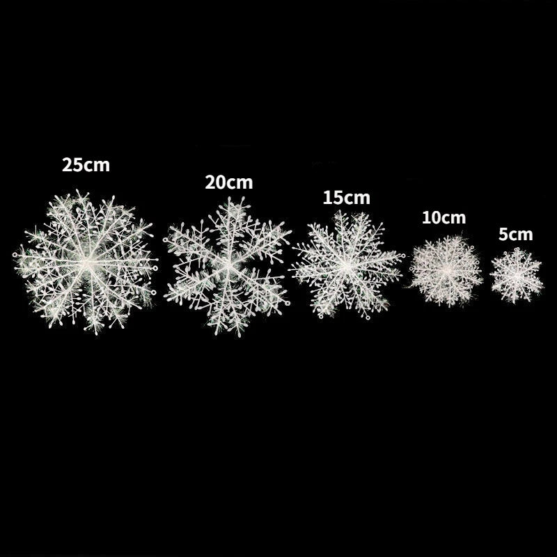 Flocons de Neige à Paillettes pour Sapin de Noël – 30 Pièces, 5 à 20 cm