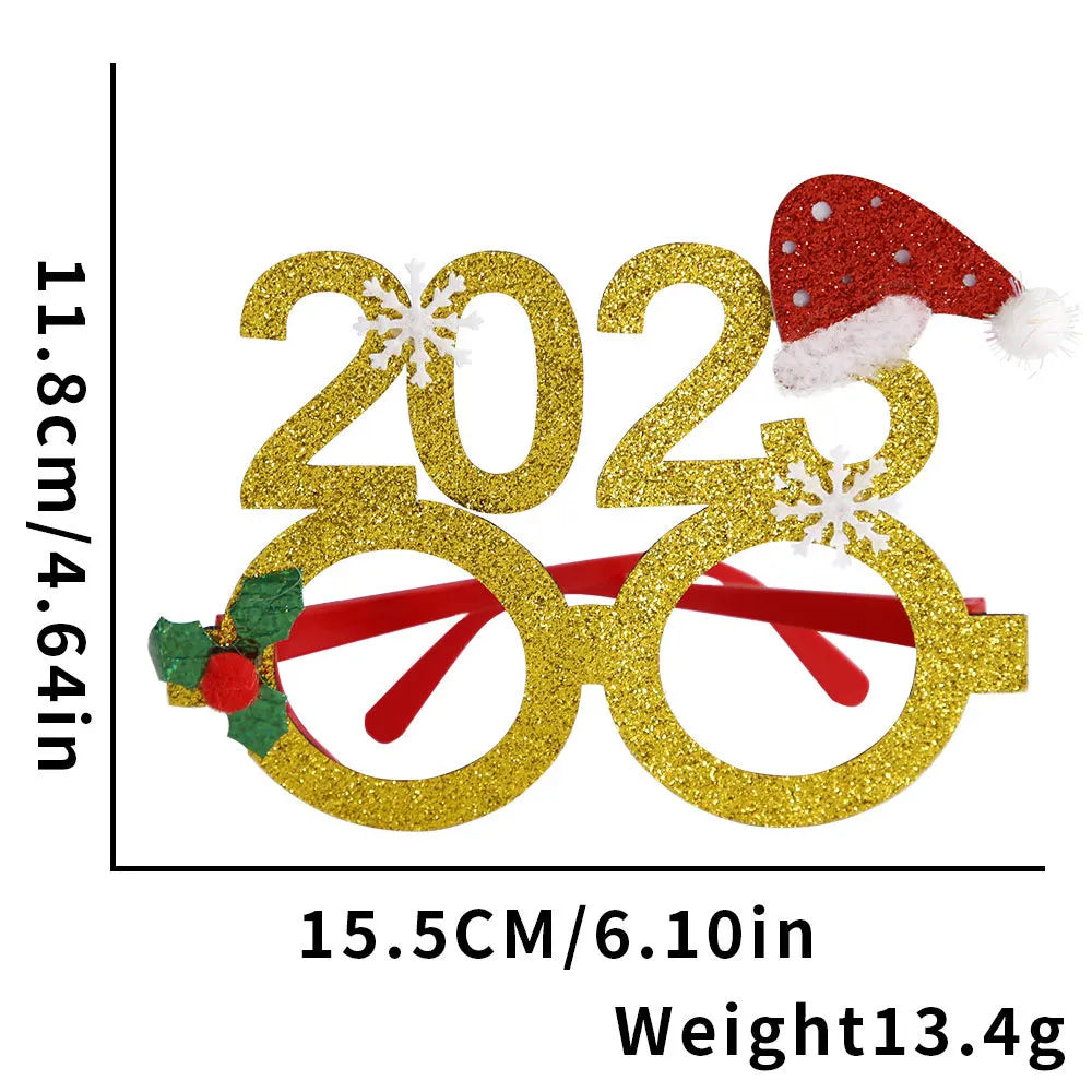 ACCESSOIRE CRAZY PARTY Décorations de Noël, lunettes de Noël pour enfants, ornements de Noël 2024, père Noël, bonhomme de neige, bois, montures de lunettes