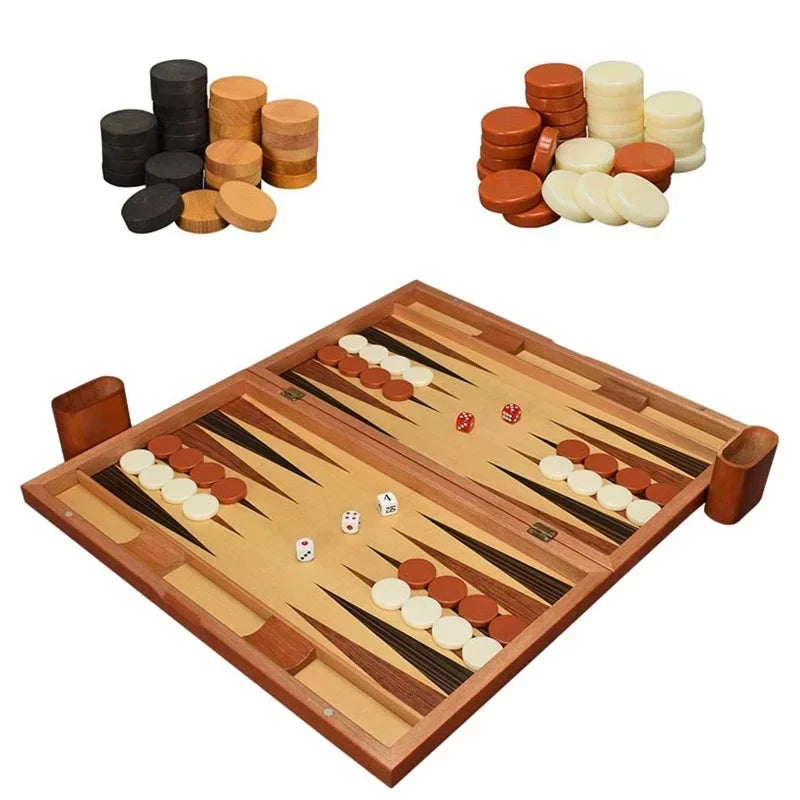 Backgammon, jeu de société de stratégie classique, pièces de jeu en bois acrylique, dés standardisés 11-17 pouces