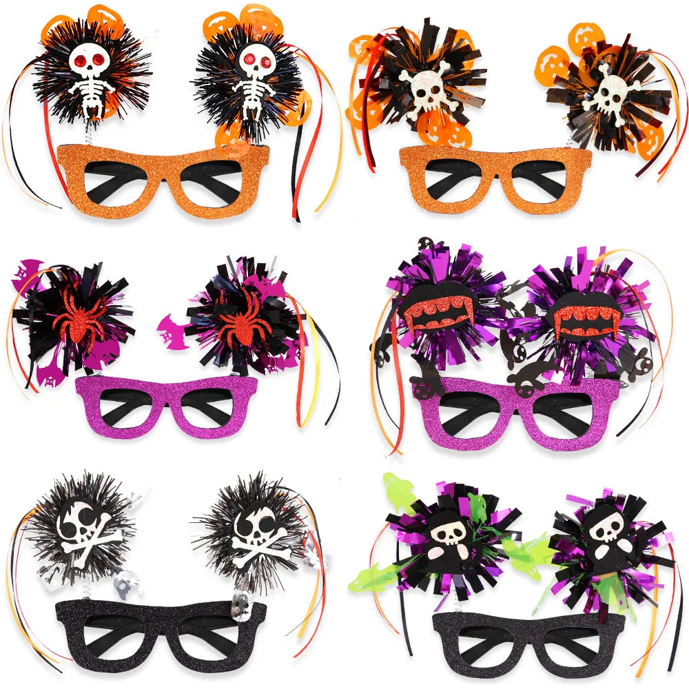 Bobo Ball Striped Colorful Glasses – Fluffy Frames – Halloween & Party Accessory