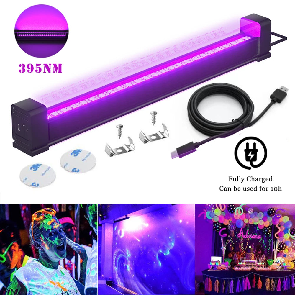 Wiederaufladbare UV-Lampe T5 395NM – 5W UV-LED-Röhre für Partys, Bühnen und Leuchtstoffbeleuchtung