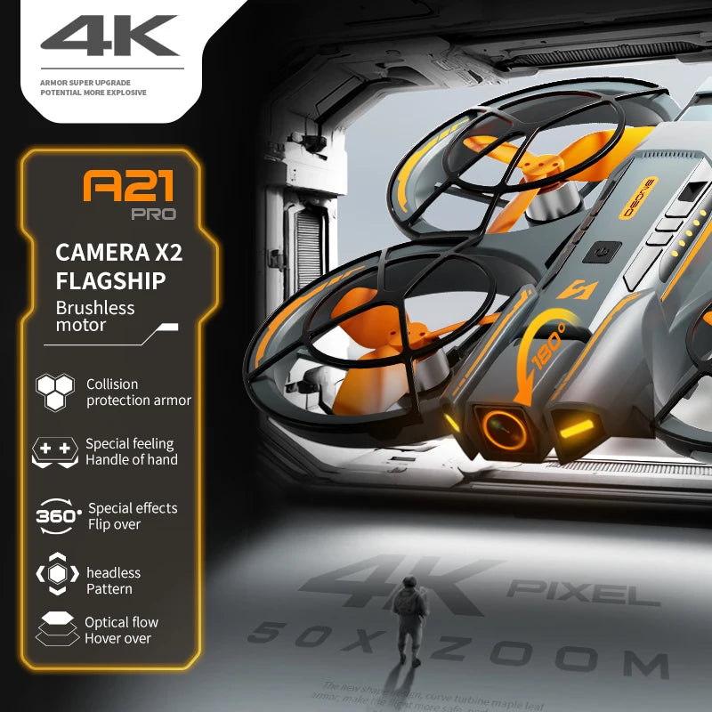 Drone de Course A21 2026 – 4K HD, Moteur Sans Balais, WIFI FPV, Flux Optique, Design Mecha, Quadrirotor jouet RC