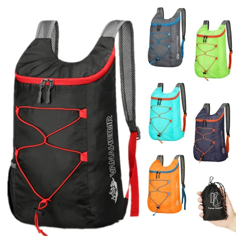 Multifunktionaler Outdoor-Klapprucksack, wasserdichte Sporttasche aus Nylongewebe, hohe Dichte, leicht, Camping, Wandern, Reisen