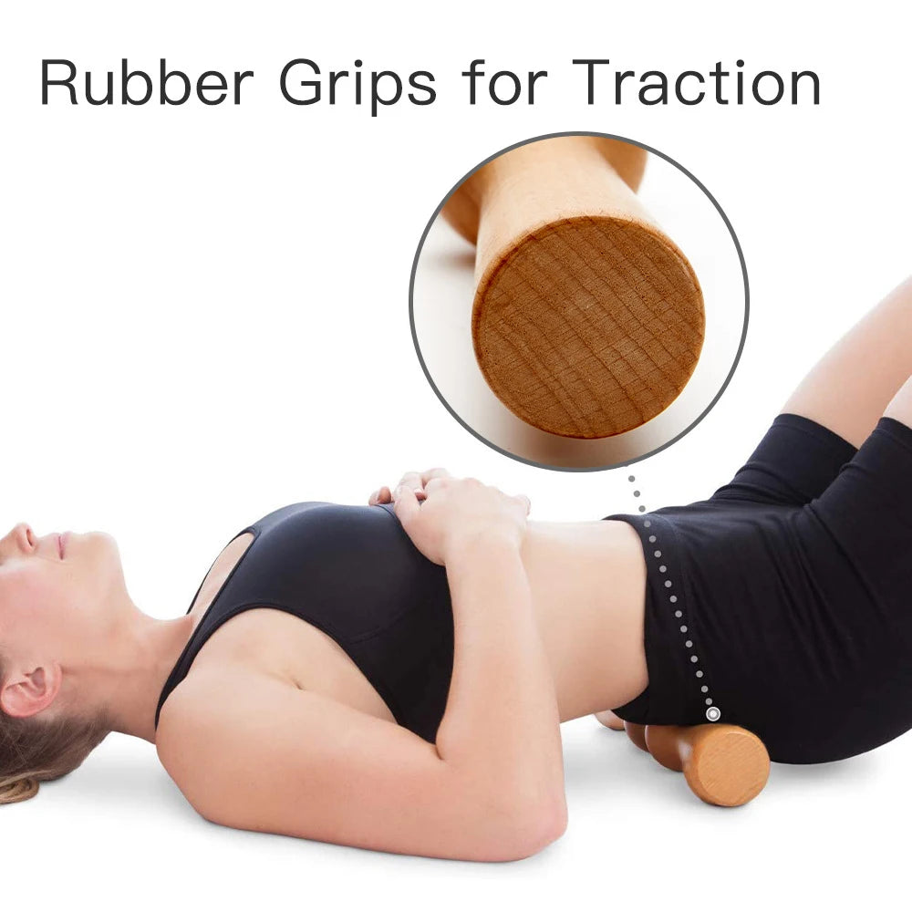 Wooden Back Roller for Body, Spine Stretcher, Cracker for Back and Muscle Recovery, Manual Back Massager 