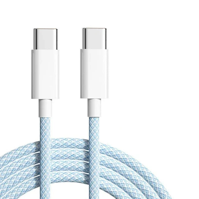 Câble de charge rapide USB-C vers USB-C PD 60W – tressé – compatible iPhone 15, 15 Pro, 15 Pro Max