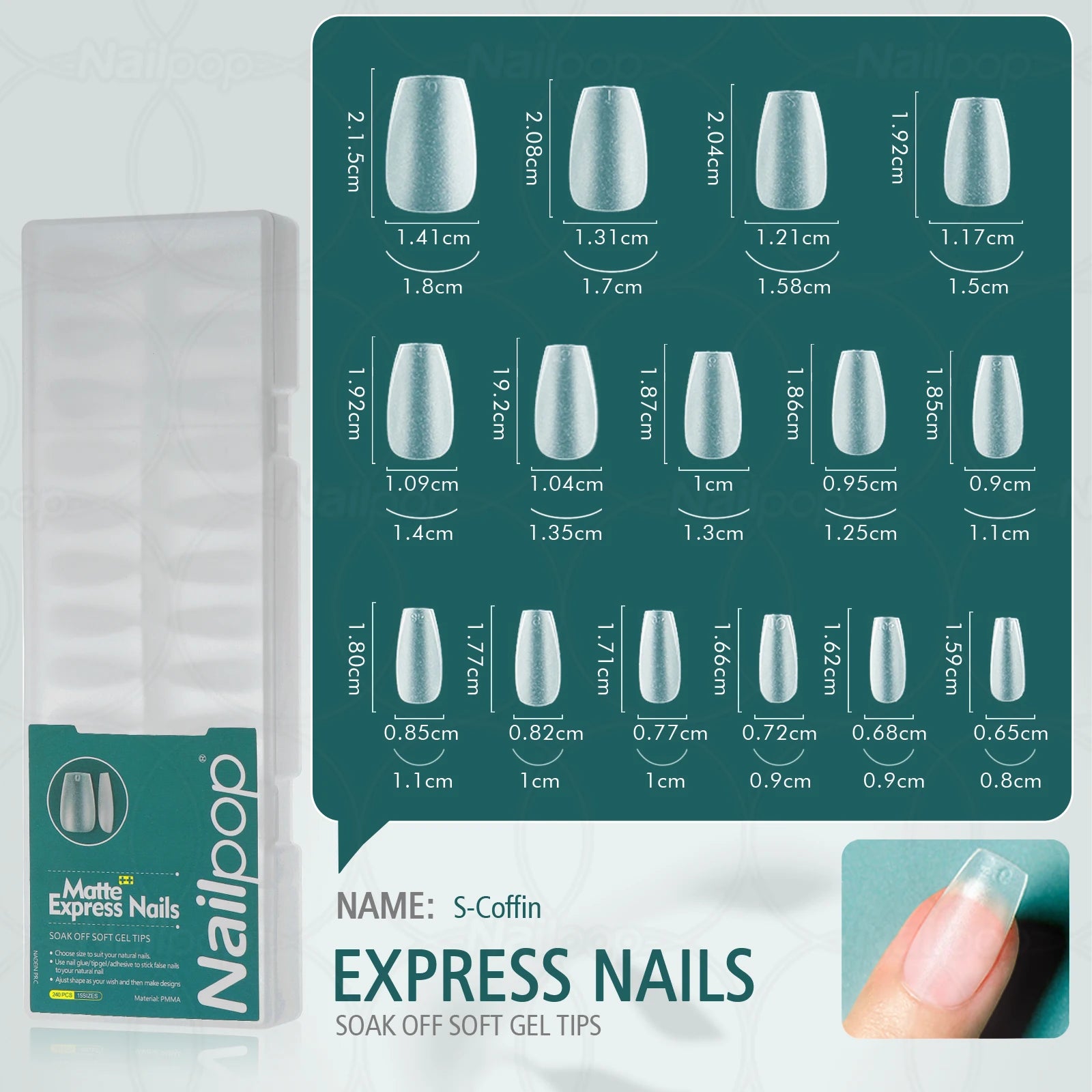 Faux ongles mats et doux, 240 pièces