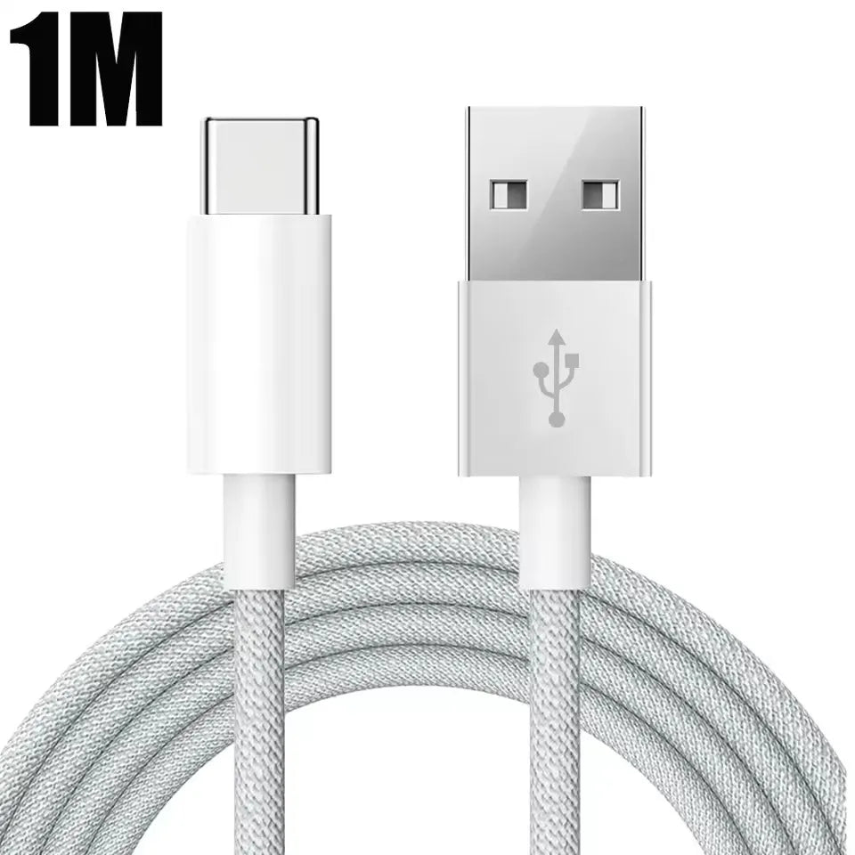 Câble USB-A vers USB-C tressé nylon – Charge rapide 22,5 W – Compatible Apple CarPlay iPhone 15 / 16 Pro / Pro Max / Plus